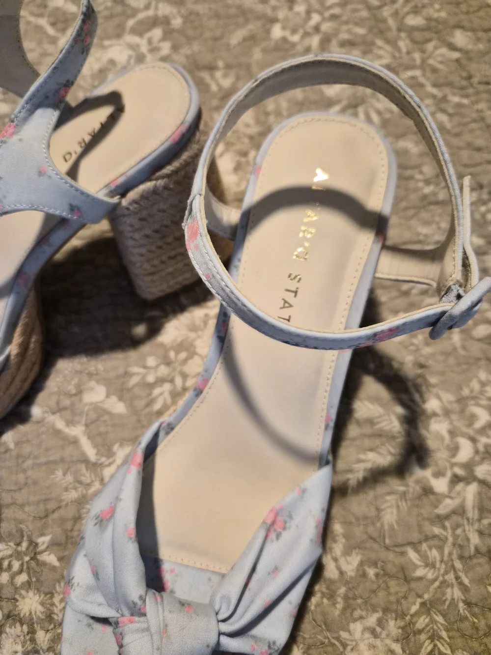 Altar'd State Light Blue Floral Knotted Espadrille Platform Heels